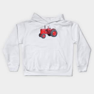 Red Vintage Tractor Kids Hoodie